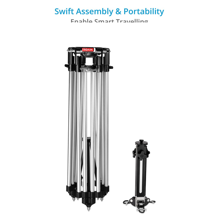 Proaim Heavy-Duty 150mm Tripod Stand with Spreader | Payload - 250kg / 551lb