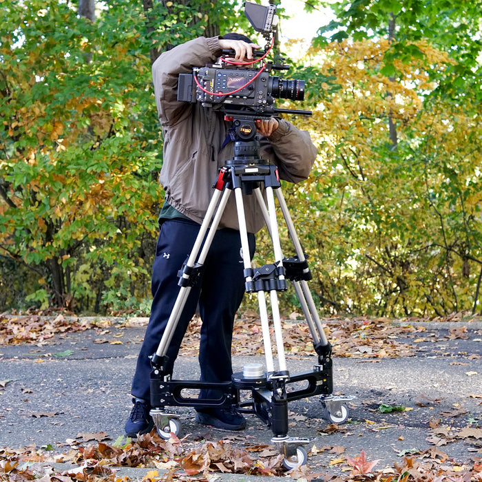 Proaim Marcus Camera Dolly with Mitchell & Euro/Elemac Adapter Base | For Bazooka, Tripod