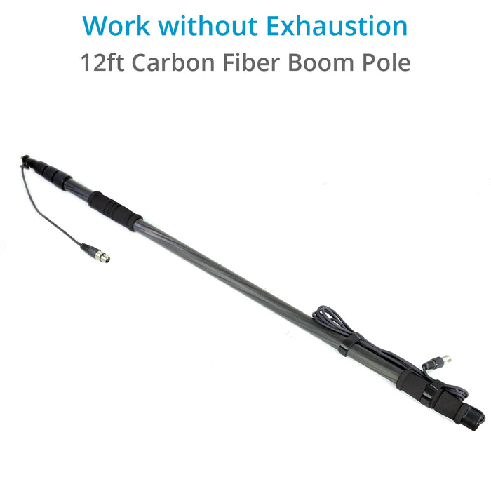 Proaim&trade; 12ft Carbon Fiber Boom Pole, 20ft Long XLR Cable