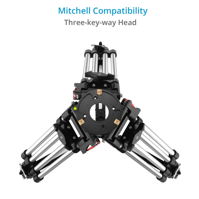 Proaim HD Mitchell Baby Camera Tripod Stand w Lever-Friction with Aluminum Spreader | Payload - 200kg / 440lb