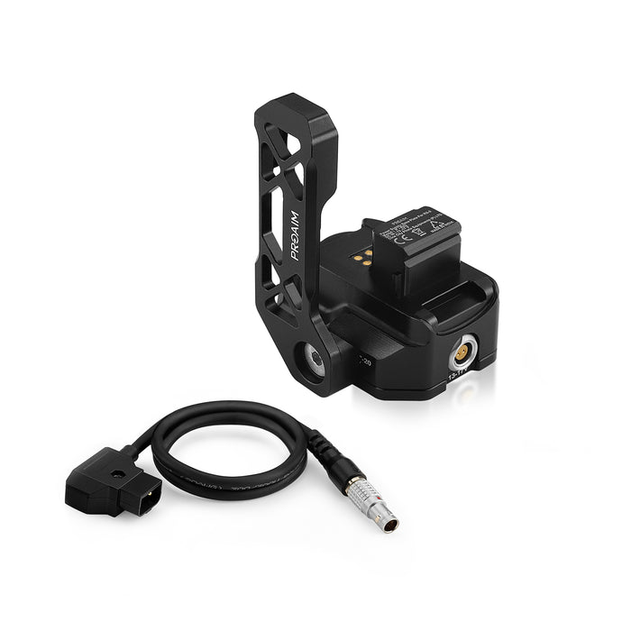 Power your gimbal for long shooting hours with Power Supply Base Plate; Mounts to tripods, jibs, sliders, car mounts, etc.; Side bracket for extra security. 
