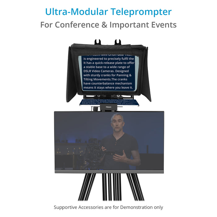 Proaim Ultra Modular Teleprompter | Fits 12” LCD Monitors / Tabs